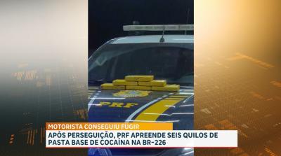PRF apreende seis quilos de pasta base de cocaína na BR-226; motorista conseguiu fugir