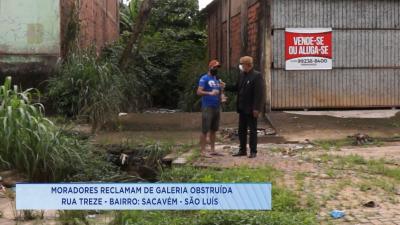 Moradore reclama de galeria entupida no bairro Sacavém