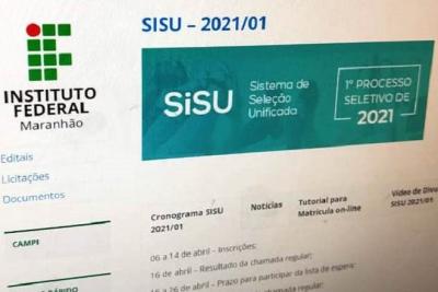 IFMA divulga edital para preencher vagas ociosas do SISU 2021 