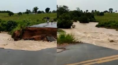 Trecho de rodovia que liga o Maranhão ao Pará se rompe após forte chuva