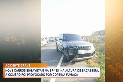 Bacabeira: fumaça na BR-135 provoca acidente com 9 carros
