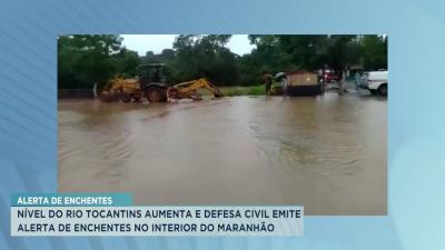 Rio Tocantins: Defesa Civil emite alerta de enchentes no interior do MA
