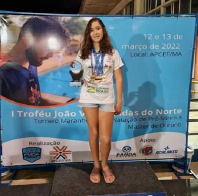 Nadadora conquista três medalhas de ouro em competição em São Luís
