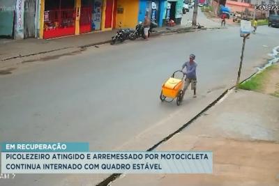 Vendedor de picolé atingindo por motocicleta continua internado com quadro estável