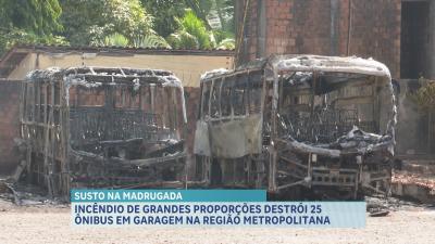 Incêndio em garagem deixa mais de 20 ônibus destruídos na Grande São Luís