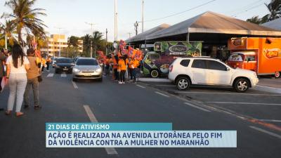 Avenida Litorânea recebe ação pelo fim da violência contra mulher