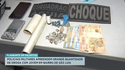 PM conduz jovem suspeita de tráfico de drogas no bairro Pão de Açúcar