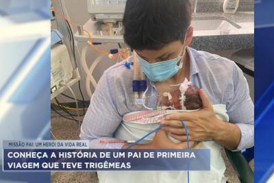 Pai de primeira viagem conta desafios de cuidar de trigêmeas