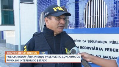 PRF apreende arma de fogo dentro de ônibus em Itapecuru-Mirim