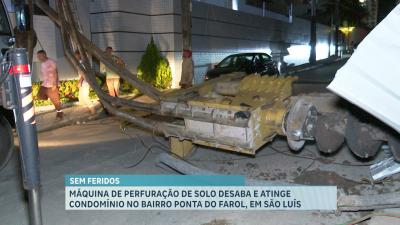 Máquina de perfuração de solo tomba e atinge condomínio em São Luís