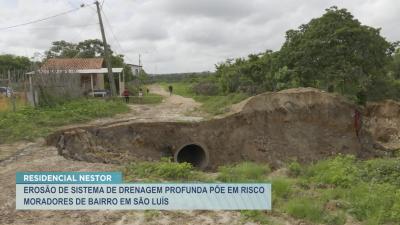 Moradores temem acidentes em erosão de obra no Residencial Nestor