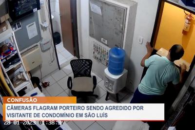Câmera flagra porteiro sendo agredido em condomínio de São Luís