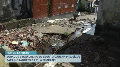 Buracos e esgoto causam prejuízos para moradores da Vila Embratel
