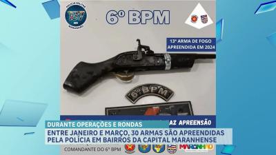 Polícia apreende 30 armas no primeiro trimestre de 2024