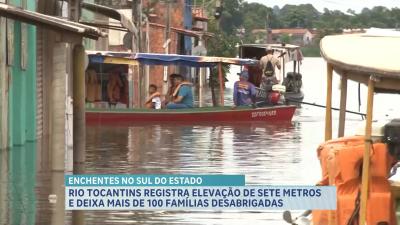 Enchente do Rio Tocantins deixa mais de 100 famílias desalojadas