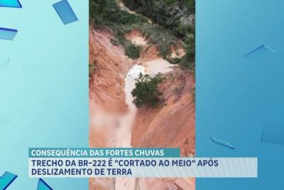 Cratera corta trecho da BR-222 entre os municípios de Bom Jesus das Selvas e Açailândia