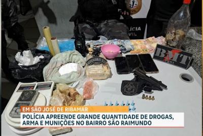 PM apreende grande quantidade de drogas, arma e munições no bairro São Raimundo
