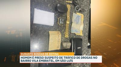 PM conduz suspeito de tráfico de drogas na Vila Embratel