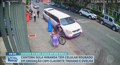 Polícia analisa câmeras de segurança para prender homem que roubou celular de Sula Miranda