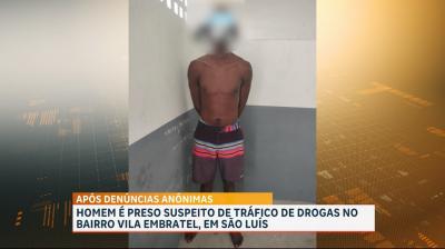 PM conduz suspeito de tráfico de drogas na Vila Embratel