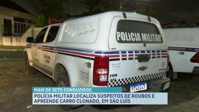 PM conduz suspeitos de roubos e apreende carro clonado, em São Luís