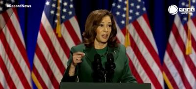 Kamala responde a ameaças de Trump e o chama de 'instável' e 'perigoso' em comício