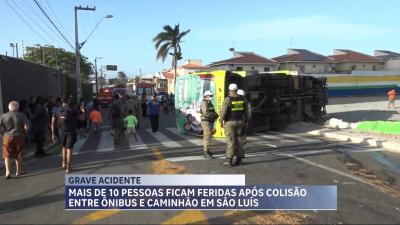 Colisão entre ônibus e caminhão deixa 10 feridos na Avenida dos Holandeses