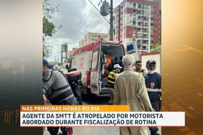 Agente da SMTT é atropelado por motorista abordado durante fiscalização