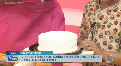 Vem Comigo: conheça o mini confeiteiro Vinícius Oliveira, de apenas 6 anos