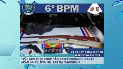 PM apreende armas de fogo no bairro Maiobinha