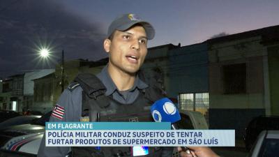 Polícia conduz suspeito de furtar produtos em supermercado de São Luís