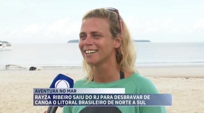 Aventureira carioca desbrava litoral brasileiro em uma canoa polinésia