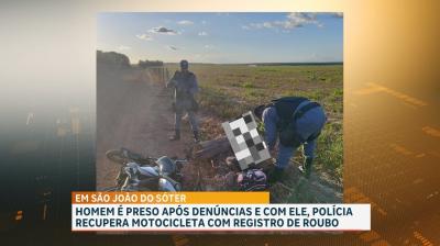 PM recupera motocicleta roubada em São João do Sóter