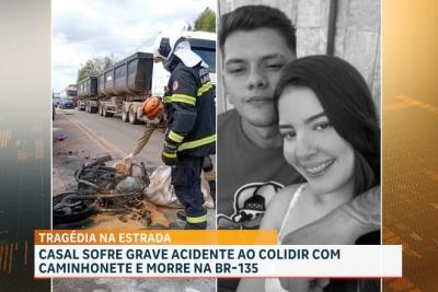 Casal morre após colisão entre moto e carreta na BR-135, em Itapecuru-Mirim