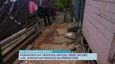 Moradores apontam falta de saneamento básico na Travessa do Apicum, em São Luís