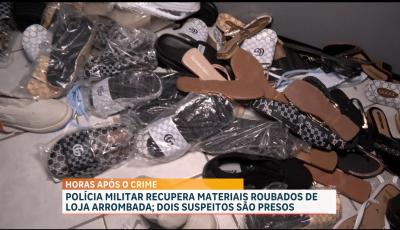 Polícia recupera produtos roubados de loja e prende dois suspeitos