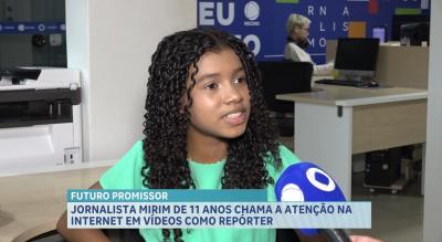 Jovem chama a atenção na internet pela desenvoltura em vídeos como repórter mirim