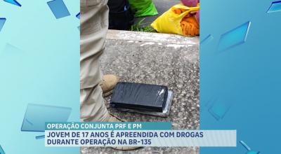 PRF-MA conduz mulher que transportava drogas na BR-135