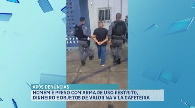 Preso suspeito de porte ilegal de arma de fogo de uso restrito no bairro Vila Isabel Cafeteira