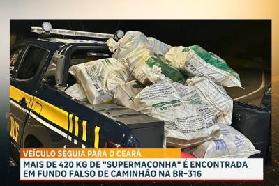 PRF apreende mais de 420 kg de droga escondidos em fundo falso de caminhão