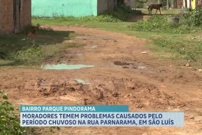 Moradores temem problemas causados pelo período chuvoso no bairro Parque Pindorama, em São Luís