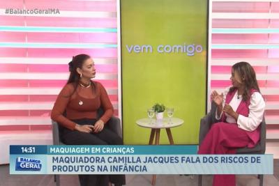 Vem Comigo: maquiadora Camilla Jacques alerta sobre riscos da maquiagem em crianças
