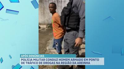 PM conduz suspeito de envolvimento com tráfico de drogas e apreende arma de fogo na Areinha
