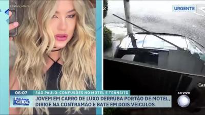 Jovem acelera, derruba portão de motel e bate em dois carros na fuga em São Paulo