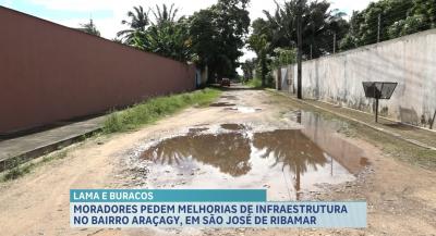 Moradores denunciam lama e buracos na Avenida Holanda, em São José de Ribamar