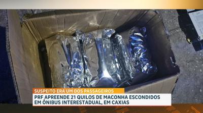PRF apreende 21 quilos de maconha escondidos em ônibus interestadual, em Caxias