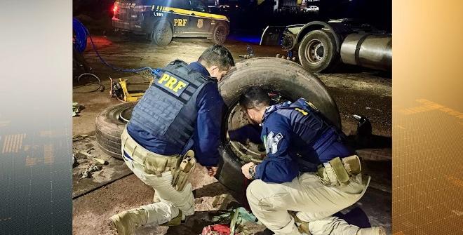 PRF apreende mais de 188 kg de drogas escondidas em pneus de caminhão em São Luís